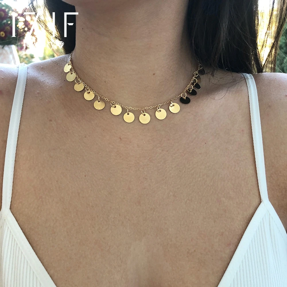 17IF 2018 Fashion Gold Color Sequins Coins Tassel Choker Necklace for Women ladies Necklace Jewellry Pendant Necklaces
17IF 2018 Fashion Gold Color Sequins Coins Tassel Choker Necklace for Women ladies Necklace Jewellry Pendant Necklaces