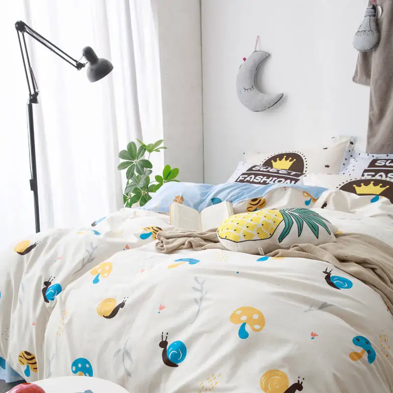 Cartoon Mushroom Snail Leaves Bedding Sets Bright Color Queen Full Size New Cotton Bedlinens Duvet Cover Pillowcases Kids/Child
Cartoon Mushroom Snail Leaves Bedding Sets Bright Color Queen Full Size New Cotton Bedlinens Duvet Cover Pillowcases Kids/Child