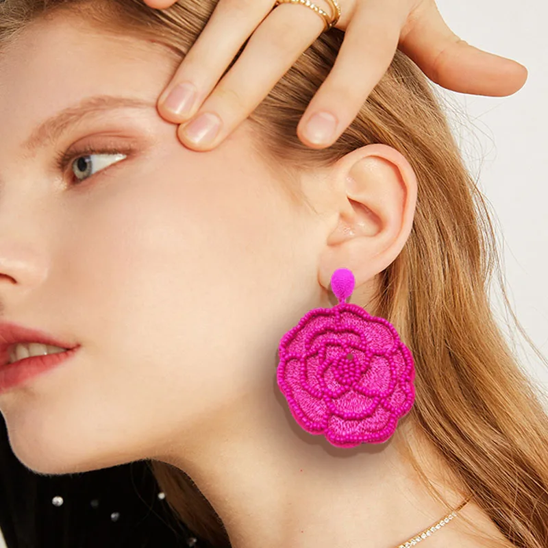 Bohemian Women's Summer Handmade Women's Fashion Exaggerated Rice Bead Rose Earrings and Earrings in 2019
Bohemian Women's Summer Handmade Women's Fashion Exaggerated Rice Bead Rose Earrings and Earrings in 2019