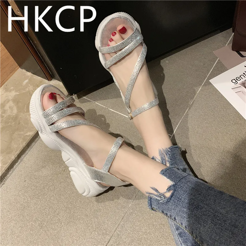HKCP 2019 summer new rhinestones muffin sandals women's thick-soled open toe buckle Roman beach sandals women C253
HKCP 2019 summer new rhinestones muffin sandals women's thick-soled open toe buckle Roman beach sandals women C253