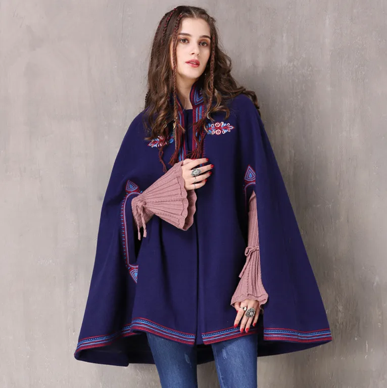 SIPAIYA Winter Coat Women 2017 Boho New Wool Cloak Casaco Feminino Vintage Floral Embroidery Stand Collar Thicken Warm Coats
SIPAIYA Winter Coat Women 2017 Boho New Wool Cloak Casaco Feminino Vintage Floral Embroidery Stand Collar Thicken Warm Coats