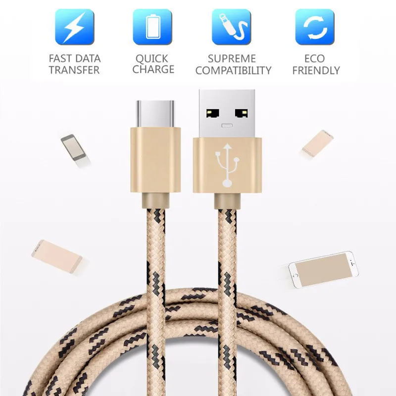 

Usb Type-C Charger Cable 3.1 Fast Charging Usb Type C Adapter 1m Nylon Braided For Samsung S9 S8 Oneplus 5t 5 Xiaomi Mi6 Huawei