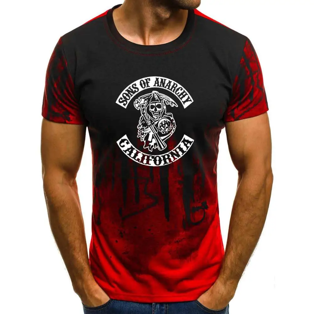 SOA Sons of anarchy the child Fashion SAMCRO Skull Print Gradien T-Shirt Men Fashion Hip Hop short sleeve Cotton Casual Mens Tee
SOA Sons of anarchy the child Fashion SAMCRO Skull Print Gradien T-Shirt Men Fashion Hip Hop short sleeve Cotton Casual Mens Tee