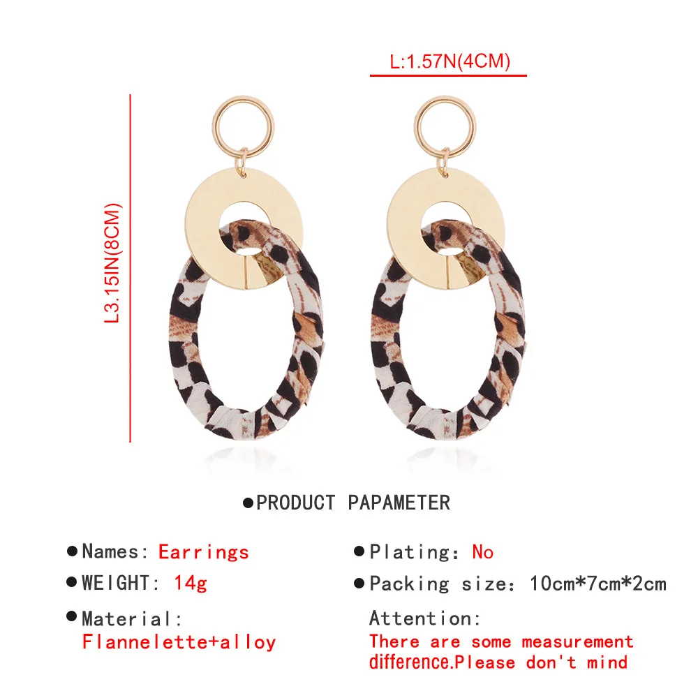 vintage geometric statement leopard earring female fashion