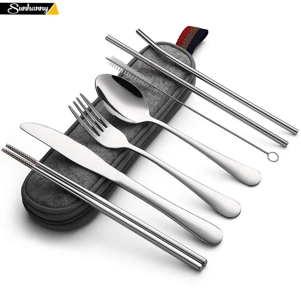 Dinnerware Set Travel Camping Cutlery Set Reusable Silverware with Metal Straw Spoon Fork Chopsticks and Portable Case
Dinnerware Set Travel Camping Cutlery Set Reusable Silverware with Metal Straw Spoon Fork Chopsticks and Portable Case