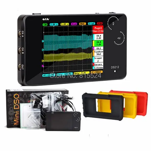 

Mini ARM DSO212 DS212 Digital Storage Oscilloscope Portable Nano Handheld Bandwidth 1MHz sampling rate 10MSa/s Thumb Wheel