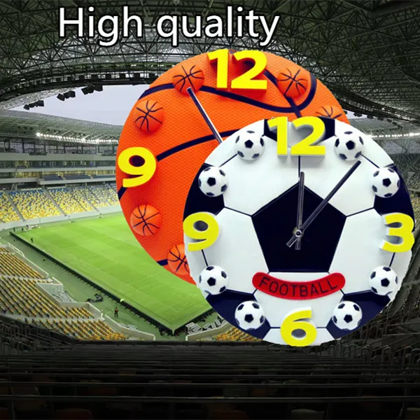 12 inch 30 cm Creative Sport Cartoon Style 3D Basketball Football Wall clock Home Decor Souvenir Children's gift decoration | Дом и сад