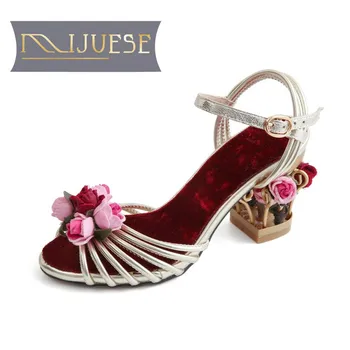 MLJUESE 2018 women sandals summer style Flowers light gold color buckle strap slingbacks high heels pumps women size 33-43
MLJUESE 2018 women sandals summer style Flowers light gold color buckle strap slingbacks high heels pumps women size 33-43