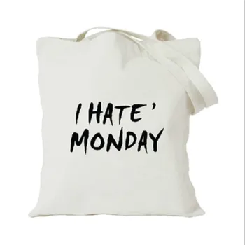 Casual Women Bags I hate Monday Letter Printed Girls Sweet Bags Street Style Vintage Canvas Shoulder Bags Black White
Casual Women Bags I hate Monday Letter Printed Girls Sweet Bags Street Style Vintage Canvas Shoulder Bags Black White