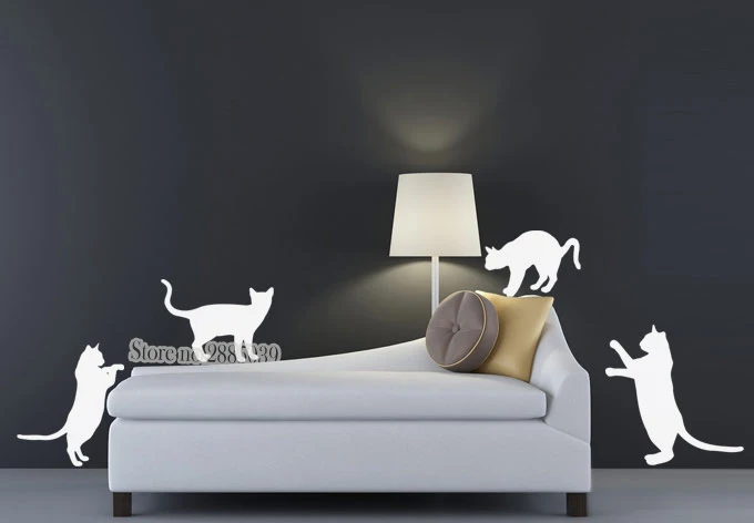Кошка силуэты Стикеры DIY самоклеящаяся очаровательный кот в различные стильные