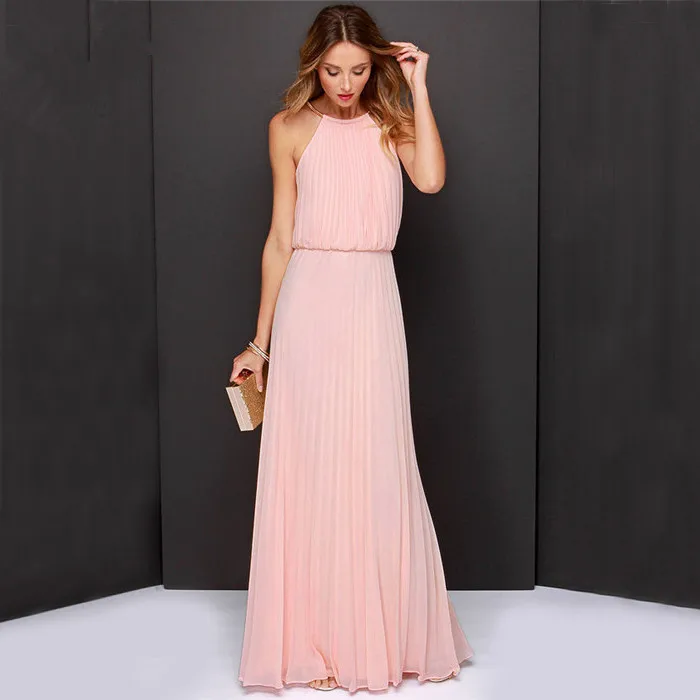 2019 Woman maxi dress Clothes Solid slim Sleeveless summer dress Halter Pleated Backless vestido Hot sale
2019 Woman maxi dress Clothes Solid slim Sleeveless summer dress Halter Pleated Backless vestido Hot sale
