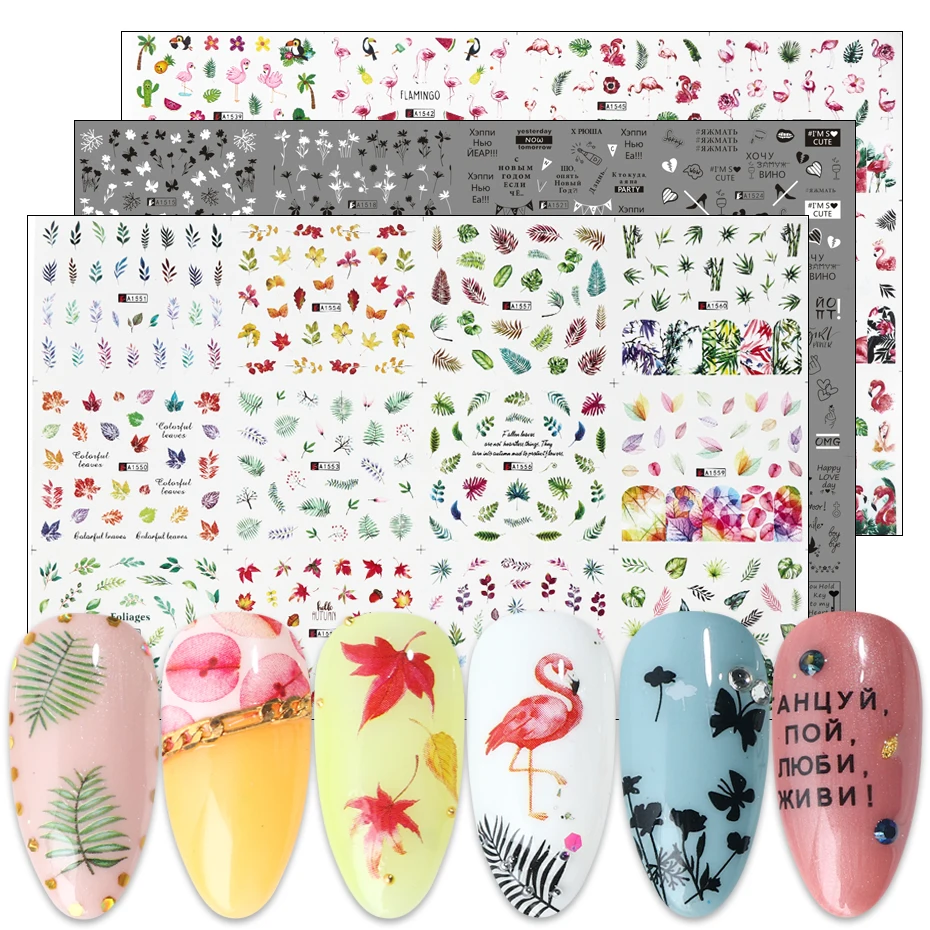 36pc Green Leaf Flamingo Stickers For Nails Letter Black White Flower Water Transfer Decal Wraps Slider Manicure Set BEA1513-156
36pc Green Leaf Flamingo Stickers For Nails Letter Black White Flower Water Transfer Decal Wraps Slider Manicure Set BEA1513-156
