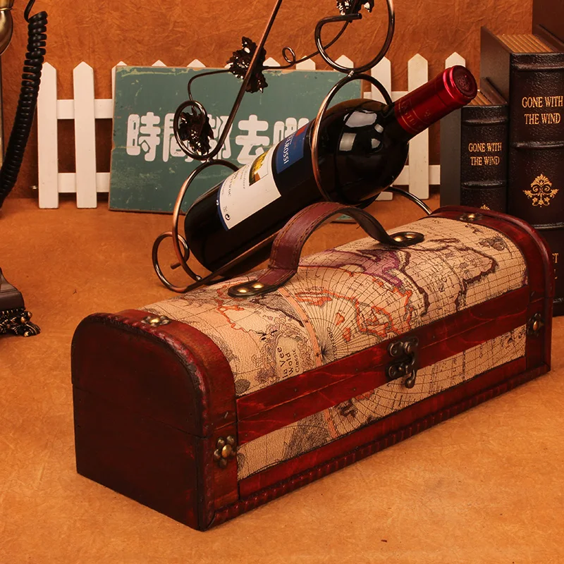Большая винтажная коробка для красного вина деревянная хранения ювелирные