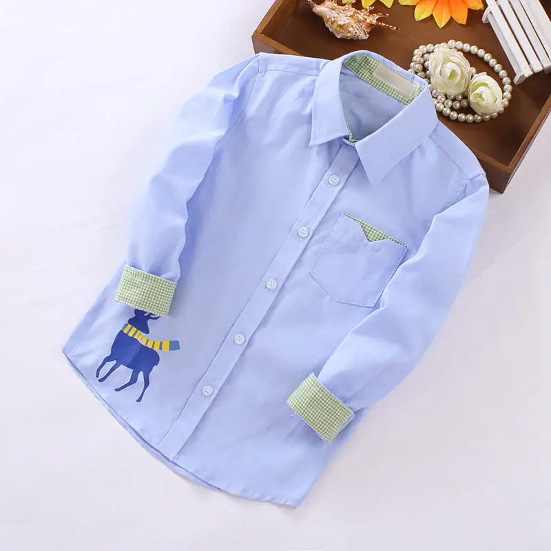Children Boys Shirts Cartoon Deer Pattern Tops Toddler Baby Spring Autumn Bottoming Clothes England Style Blue Green Blouses 10Y
Children Boys Shirts Cartoon Deer Pattern Tops Toddler Baby Spring Autumn Bottoming Clothes England Style Blue Green Blouses 10Y