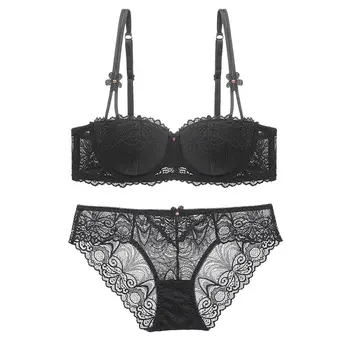 Sexy Half Cup Lingerie Set Lace Embroidery Bra Transparent Panty Sets High Quality Ultra Thin Bow Intimates for Women Padded
Sexy Half Cup Lingerie Set Lace Embroidery Bra Transparent Panty Sets High Quality Ultra Thin Bow Intimates for Women Padded