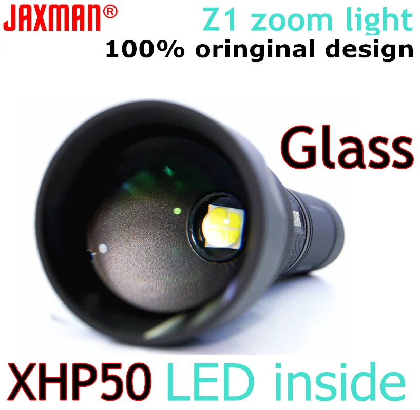 

JAXMAN Z1 Turning Optical Zoom Flashlight AR Coating Glass Lens CREE XHP50 26650 Flashlight free shipping