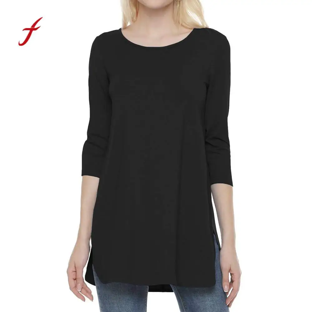 2018 New Fasion Womens T shirt Long Sleeve Daily Solid Color Side Slit Tops Ladies T-shirts Female Casual Tops T-shirt Women
2018 New Fasion Womens T shirt Long Sleeve Daily Solid Color Side Slit Tops Ladies T-shirts Female Casual Tops T-shirt Women