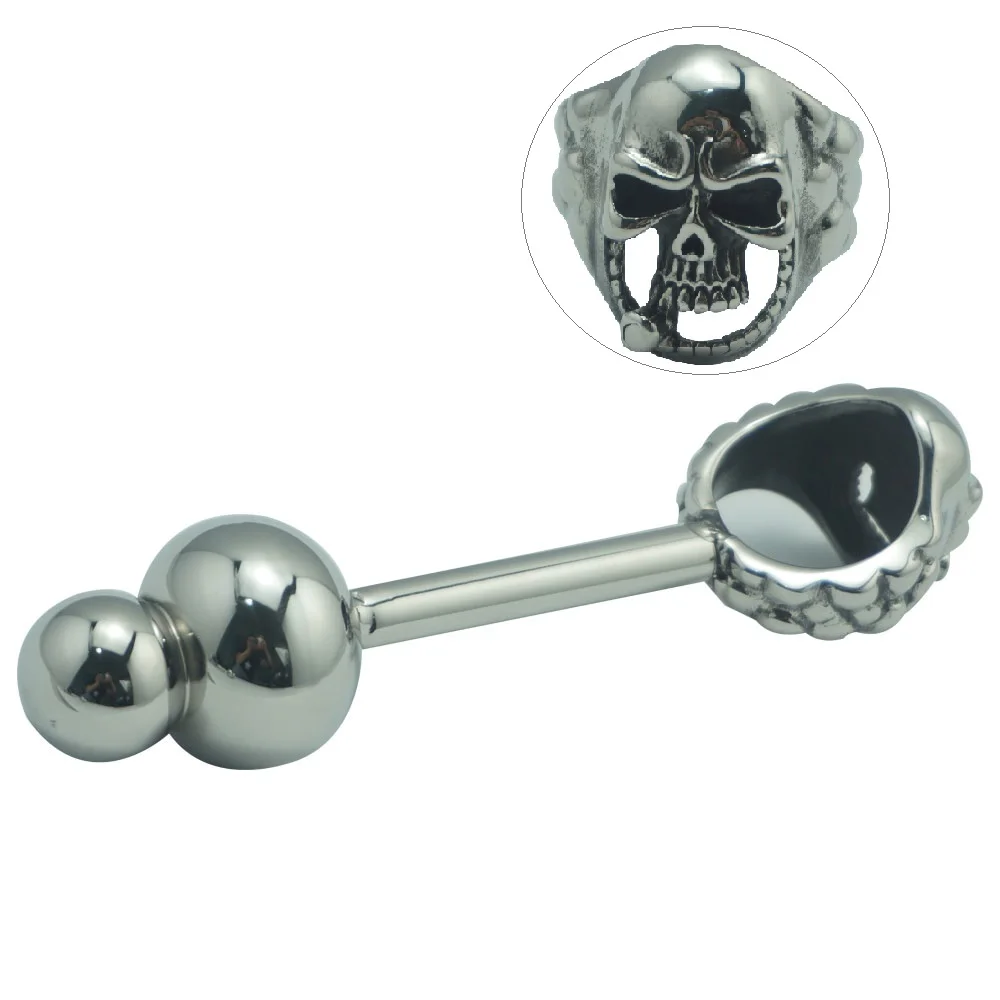 Length 128mm new design Skull head stainless steel anal butt plug with cock ring metal two anal beads fetish insert sex toys 5 Length 128mm new design Skull head stainless steel anal butt plug with cock ring metal two anal beads fetish insert sex toys 5