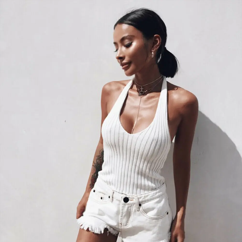 Female Workout Sports Sexy Women Knitted Deep O Neck Halter Sleeveless Tank Top Beach Vest Tee Shirt Summer Casual T-Shirt
Female Workout Sports Sexy Women Knitted Deep O Neck Halter Sleeveless Tank Top Beach Vest Tee Shirt Summer Casual T-Shirt