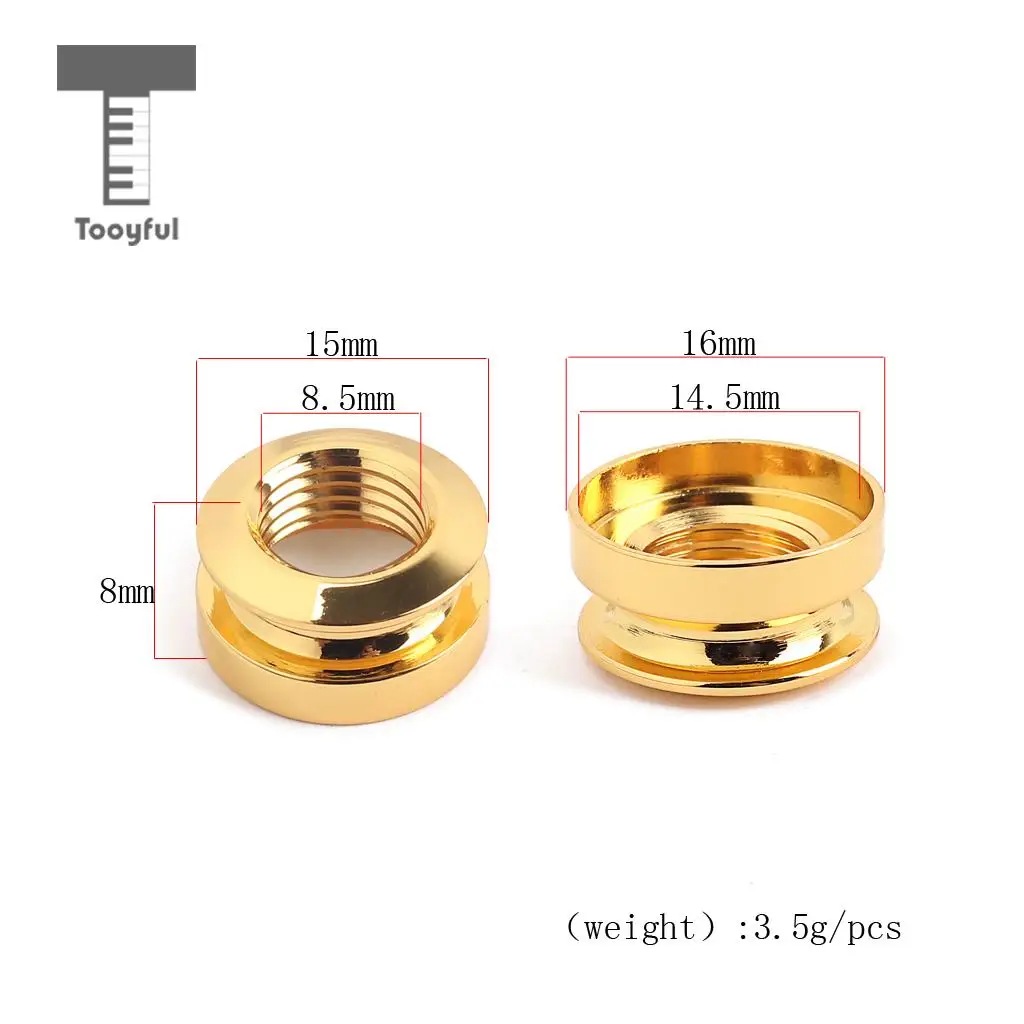 Tooyful Durable 3x Golden Guitar Replacement Pickup Endpin Jack Strap Buttons for Guitar/Bass Accessory 15 x 8mm