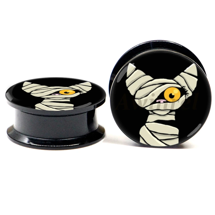 PAIR of Mummy Cat Ear Gauge Plugs Acrylic Screw Fit Flesh Tunnel Eyelet Body Piercing Jewelry 2 Pieces ASP0299
PAIR of Mummy Cat Ear Gauge Plugs Acrylic Screw Fit Flesh Tunnel Eyelet Body Piercing Jewelry 2 Pieces ASP0299