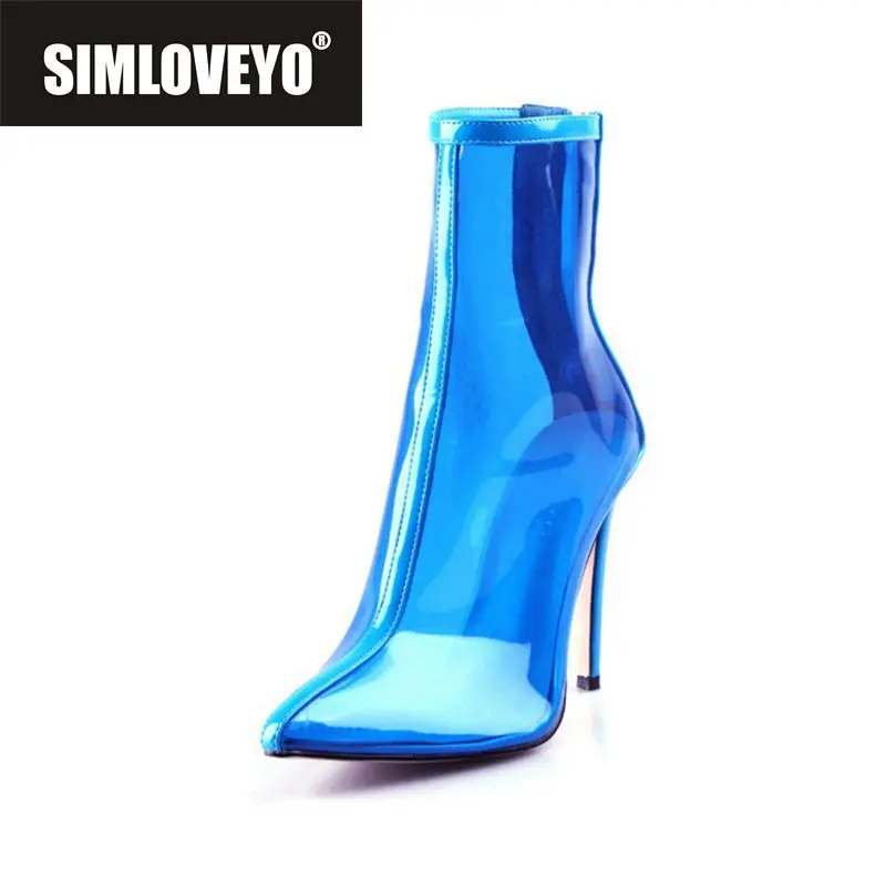 SIMLOVEYO 2019 summer New Women Clear Transparent PVC ankle Boots Pointed toe crystal heel Zipper Candy Blue Green Big size
SIMLOVEYO 2019 summer New Women Clear Transparent PVC ankle Boots Pointed toe crystal heel Zipper Candy Blue Green Big size