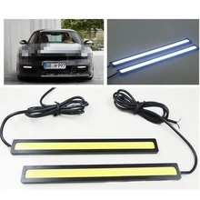 1 adet Araba styling çalışma ışıkları 12V COB LED DRL Sürüş Gündüz Çalışan ışık şeridi COB LED DRL Bar Çizgili Panel 17cm Alüminyum(China)