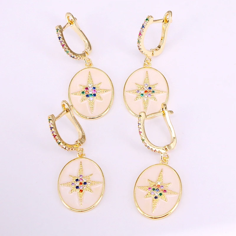 6Pairs, Colorful CZ Enamel Dangle Earrings Oval shaped Earrings Fashion Rainbow Zirconia Long Jewelry Gold Color For Women Girls
6Pairs, Colorful CZ Enamel Dangle Earrings Oval shaped Earrings Fashion Rainbow Zirconia Long Jewelry Gold Color For Women Girls