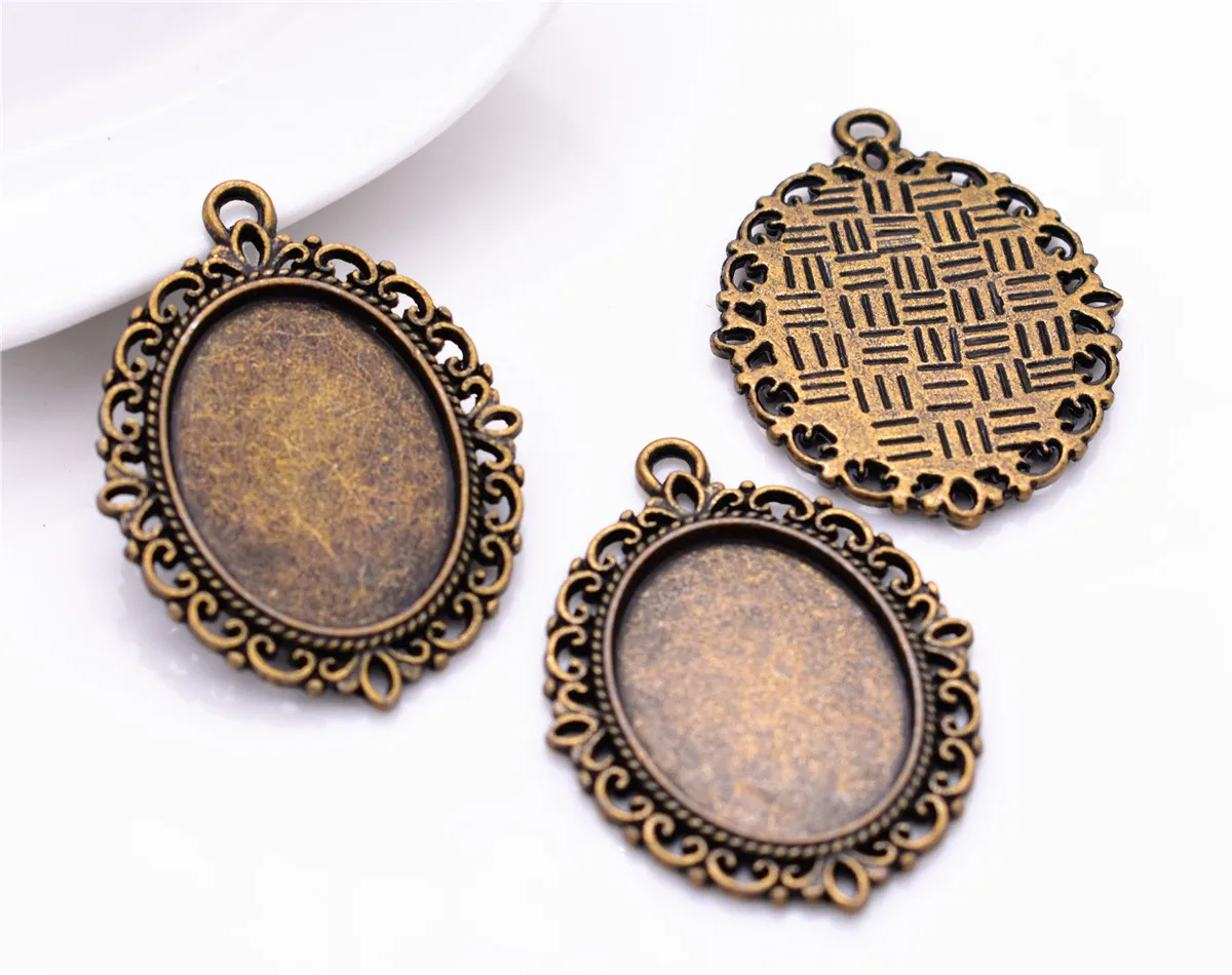 5pcs 18x25mm Inner Size Antique Bronze Plated Simple Style Cabochon Base Cameo Setting Charms Pendant-E1-17 | Украшения и