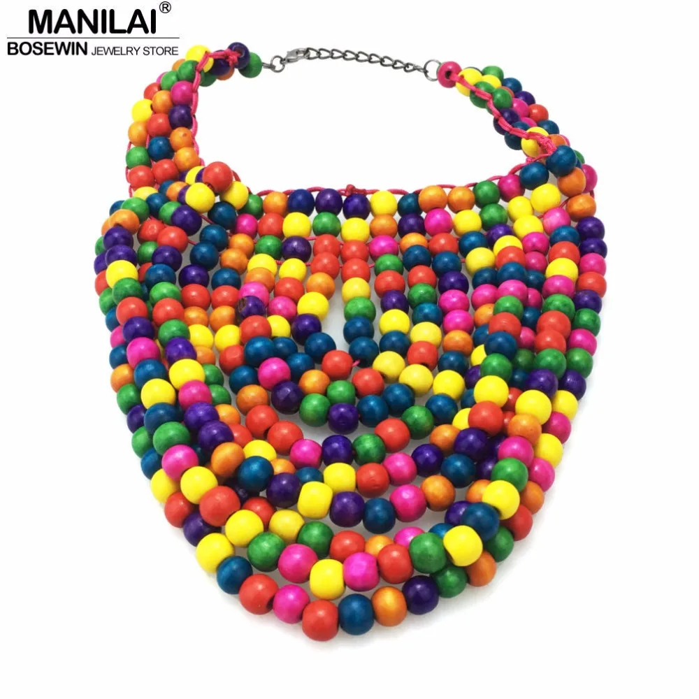 MANILAI Bohemia Wood Beaded Choker Necklaces Women Fashion Handmade Multilayer Beads Exaggerated Necklace Beach Jewelry 9 Color
MANILAI Bohemia Wood Beaded Choker Necklaces Women Fashion Handmade Multilayer Beads Exaggerated Necklace Beach Jewelry 9 Color