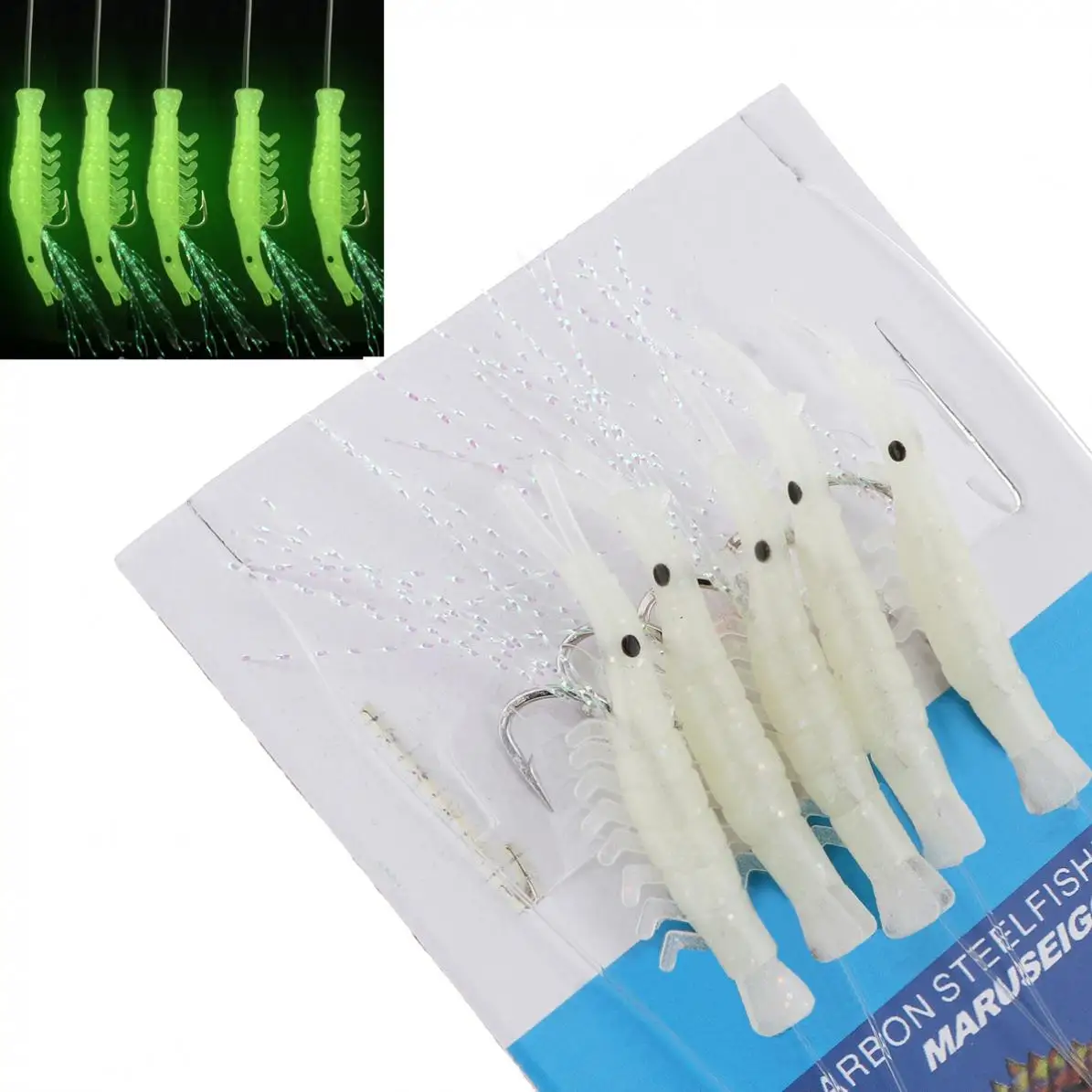 5pcs/lot TPE Luminous Shrimp Cute Design Soft Fishing Lure Baits with Fishing Rig Hook During Dark Night Fishing Tackle
5pcs/lot TPE Luminous Shrimp Cute Design Soft Fishing Lure Baits with Fishing Rig Hook During Dark Night Fishing Tackle