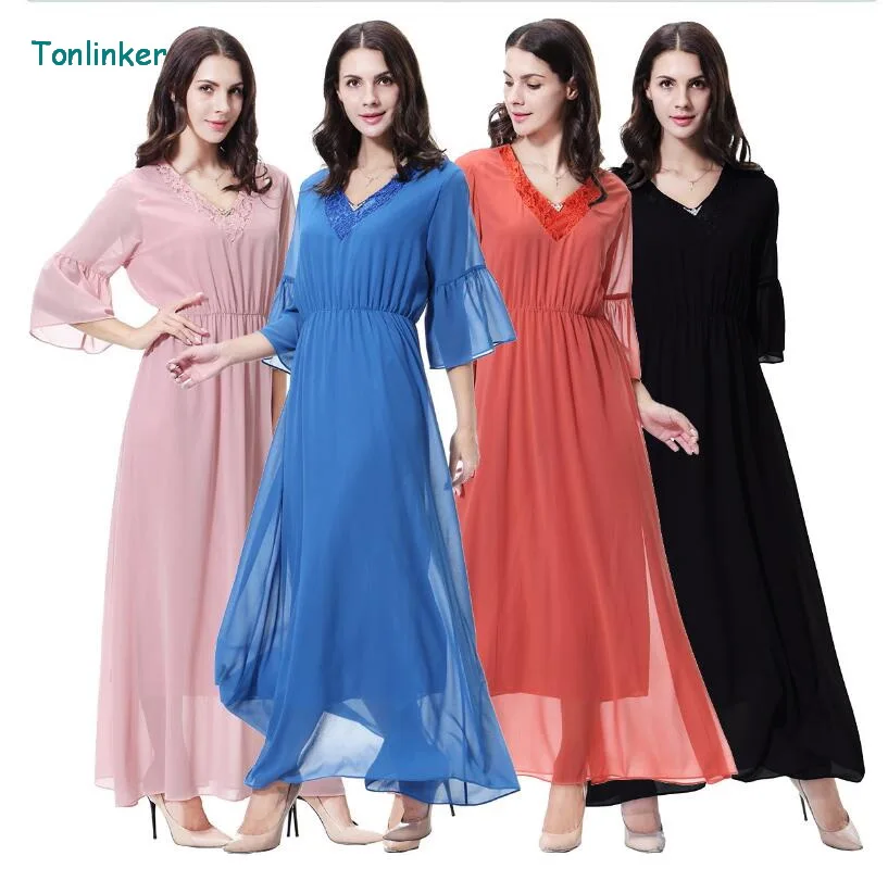 Tonlinker Muslim Dress Summer Women shortsleeve Maxi Dubai Abaya Jalabiya Islamic Women chiffon Dresses Malaysia India Clothing
Tonlinker Muslim Dress Summer Women shortsleeve Maxi Dubai Abaya Jalabiya Islamic Women chiffon Dresses Malaysia India Clothing