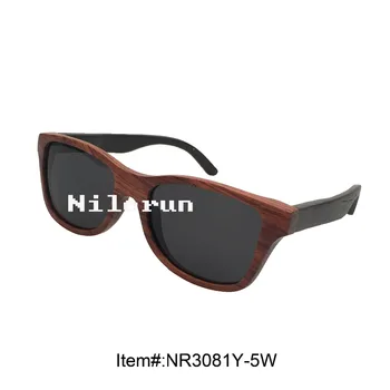 unique two tone of red wood frame ebony wood temples sunglasses