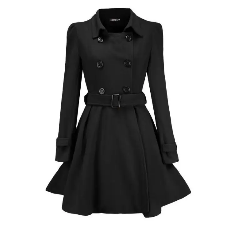 DSstyles Women Slim-fit ruffled women's woolen coat belt buckle-style woolen coat trench coat
DSstyles Women Slim-fit ruffled women's woolen coat belt buckle-style woolen coat trench coat