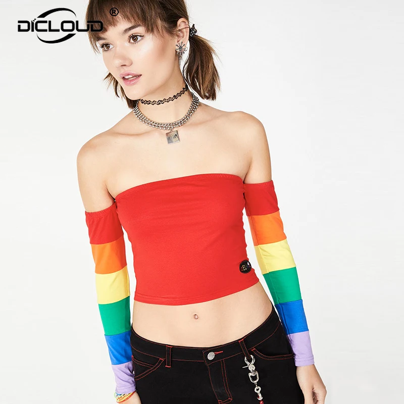 Chic Rainbow Striped Women Long Sleeve T Shirt Harajuku Fashion Girls Slim Fit Summer Crop Tops Sexy Off Shoulder Omighty Tshirt
Chic Rainbow Striped Women Long Sleeve T Shirt Harajuku Fashion Girls Slim Fit Summer Crop Tops Sexy Off Shoulder Omighty Tshirt