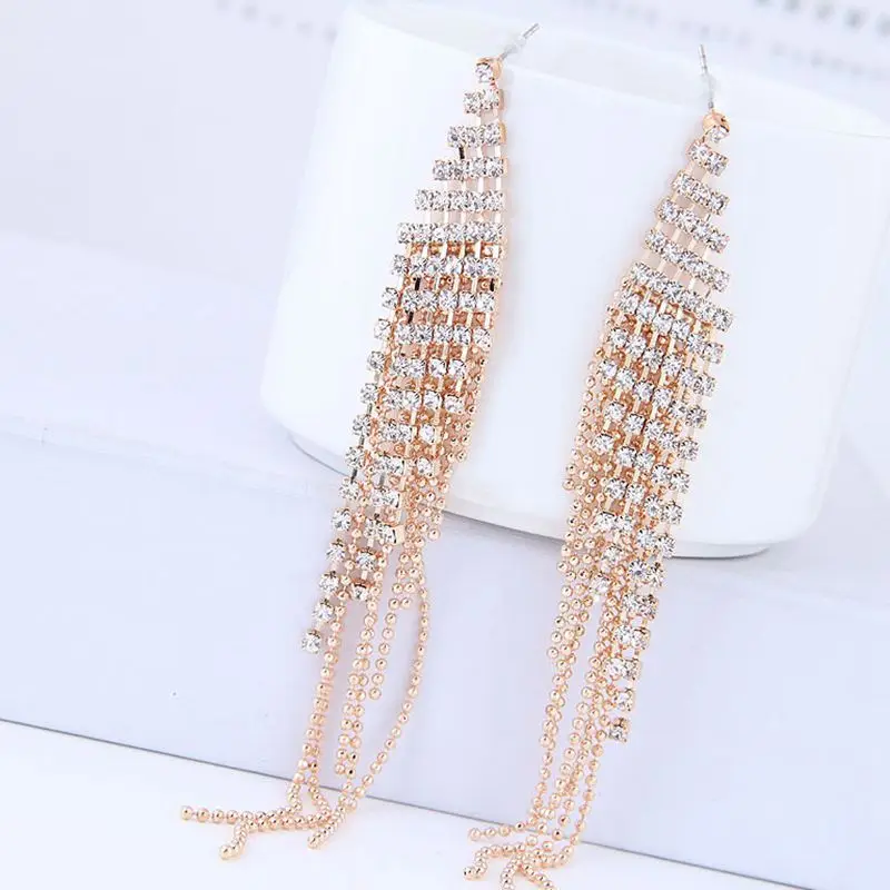 2019 New Fashion Women Jewelry Personality Long Crystal Tassel Earrings Gold Silver
2019 New Fashion Women Jewelry Personality Long Crystal Tassel Earrings Gold Silver