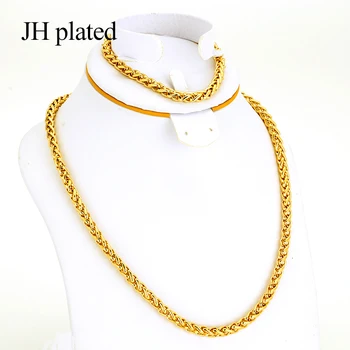JHplated Africa Gold Color Chain For women/Men Necklace Bracelet Set Hot Fashion Jewelry Sets
JHplated Africa Gold Color Chain For women/Men Necklace Bracelet Set Hot Fashion Jewelry Sets