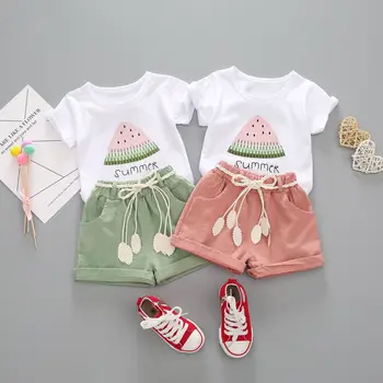 2019 summer new girls clothes children short sleeve suit Cute printed watermelon T-shirt + pants 2 pieces Girls Set
2019 summer new girls clothes children short sleeve suit Cute printed watermelon T-shirt + pants 2 pieces Girls Set