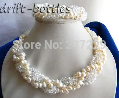 Wholesale price ^ 4Strands 18'' White Baroque Freshwater Pearl Crystal Necklace Bracelet Set (A0423)
Wholesale price ^ 4Strands 18'' White Baroque Freshwater Pearl Crystal Necklace Bracelet Set (A0423)