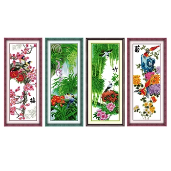 Plum Orchid bamboo chrysanthemum quadruple hanging painting chinese counted printed pattern cross stitch diy kits dmc embroidery
Plum Orchid bamboo chrysanthemum quadruple hanging painting chinese counted printed pattern cross stitch diy kits dmc embroidery