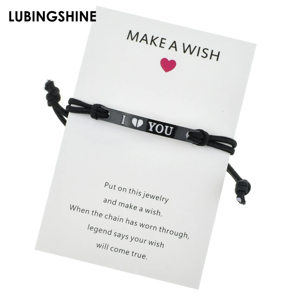 Make a wish Paper Card Handmade Woven Rope Chain Bracelet Adjustable I Love YOU Charms Bracelet for Women Fashion Jewelry Gifts
Make a wish Paper Card Handmade Woven Rope Chain Bracelet Adjustable I Love YOU Charms Bracelet for Women Fashion Jewelry Gifts