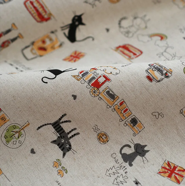 155*50cm Linen fabric for patchwork vintage Cartoon Cat textile fabric Sewing crafts material for clothing telas Home cover
155*50cm Linen fabric for patchwork vintage Cartoon Cat textile fabric Sewing crafts material for clothing telas Home cover