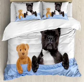 Duvet Cover Set , French Bulldog Sleeping with Teddy Bear in Cozy Bed Best Friends Fun Dreams Image, 4 Piece Bedding Set
Duvet Cover Set , French Bulldog Sleeping with Teddy Bear in Cozy Bed Best Friends Fun Dreams Image, 4 Piece Bedding Set