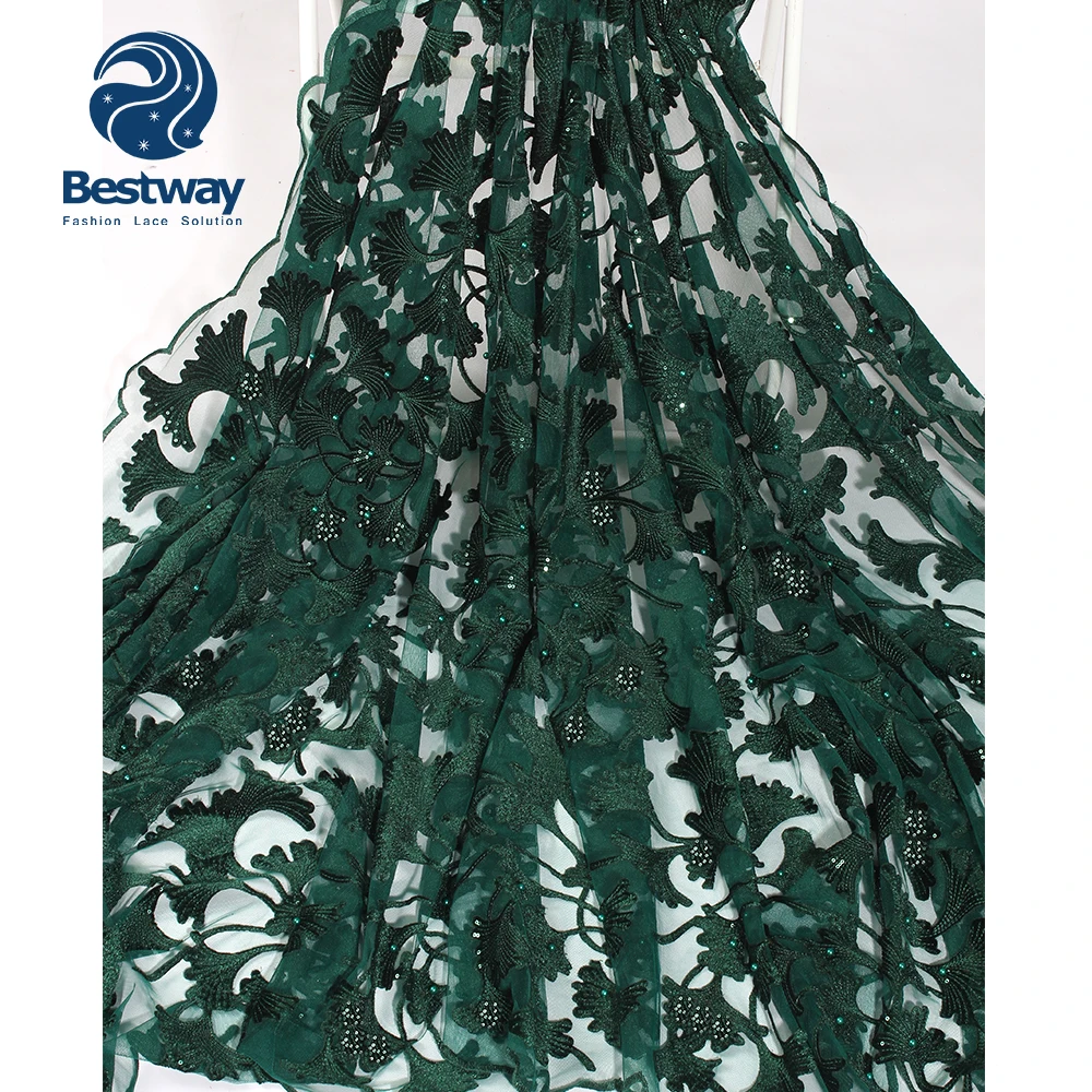 Bestway Ginkgo Leaf Tulle French 3D Beads Mesh Fabric Lace Sequins Teal Color Net Embroidery Rhinestone For Women's Party Dress
Bestway Ginkgo Leaf Tulle French 3D Beads Mesh Fabric Lace Sequins Teal Color Net Embroidery Rhinestone For Women's Party Dress