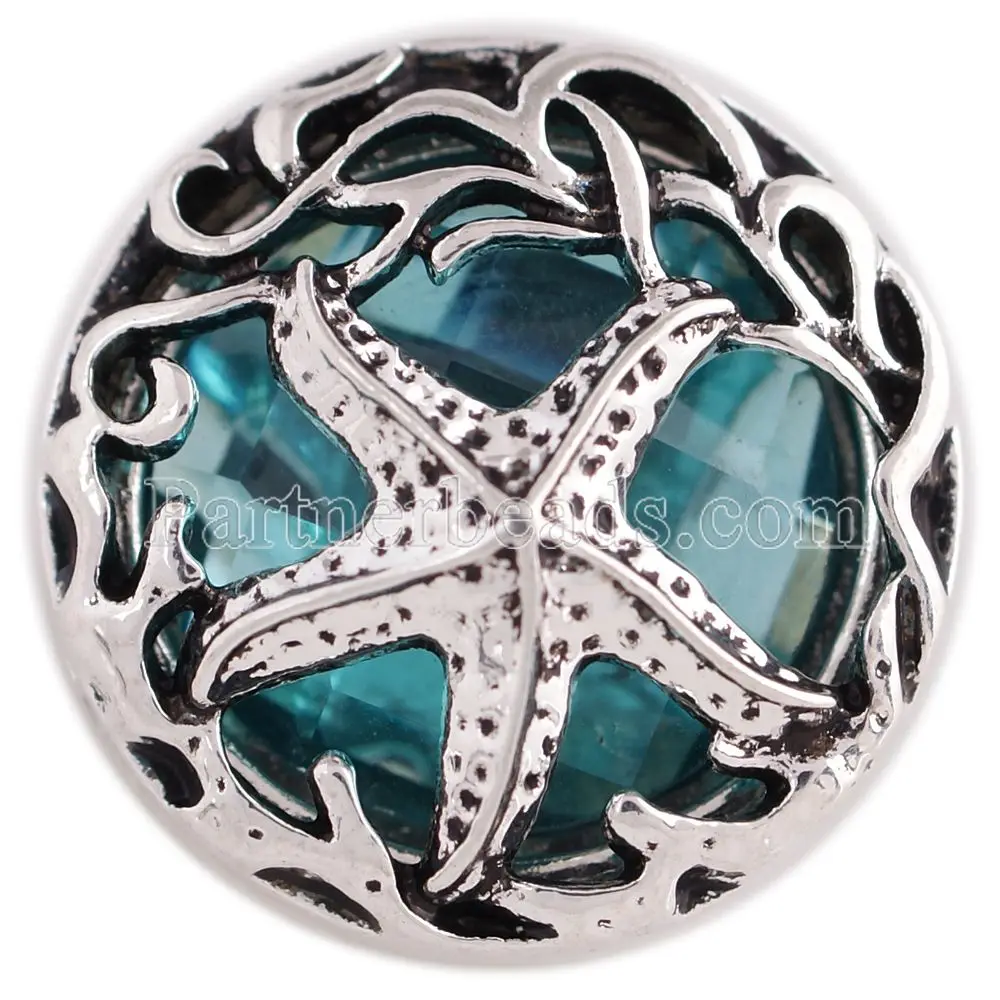 Partnerbeads New Fashion Sea Star Button High Quality Rhinestone Snap Jewelry Fit women Bracelet for Christmas Gift KC6348 | Украшения и
