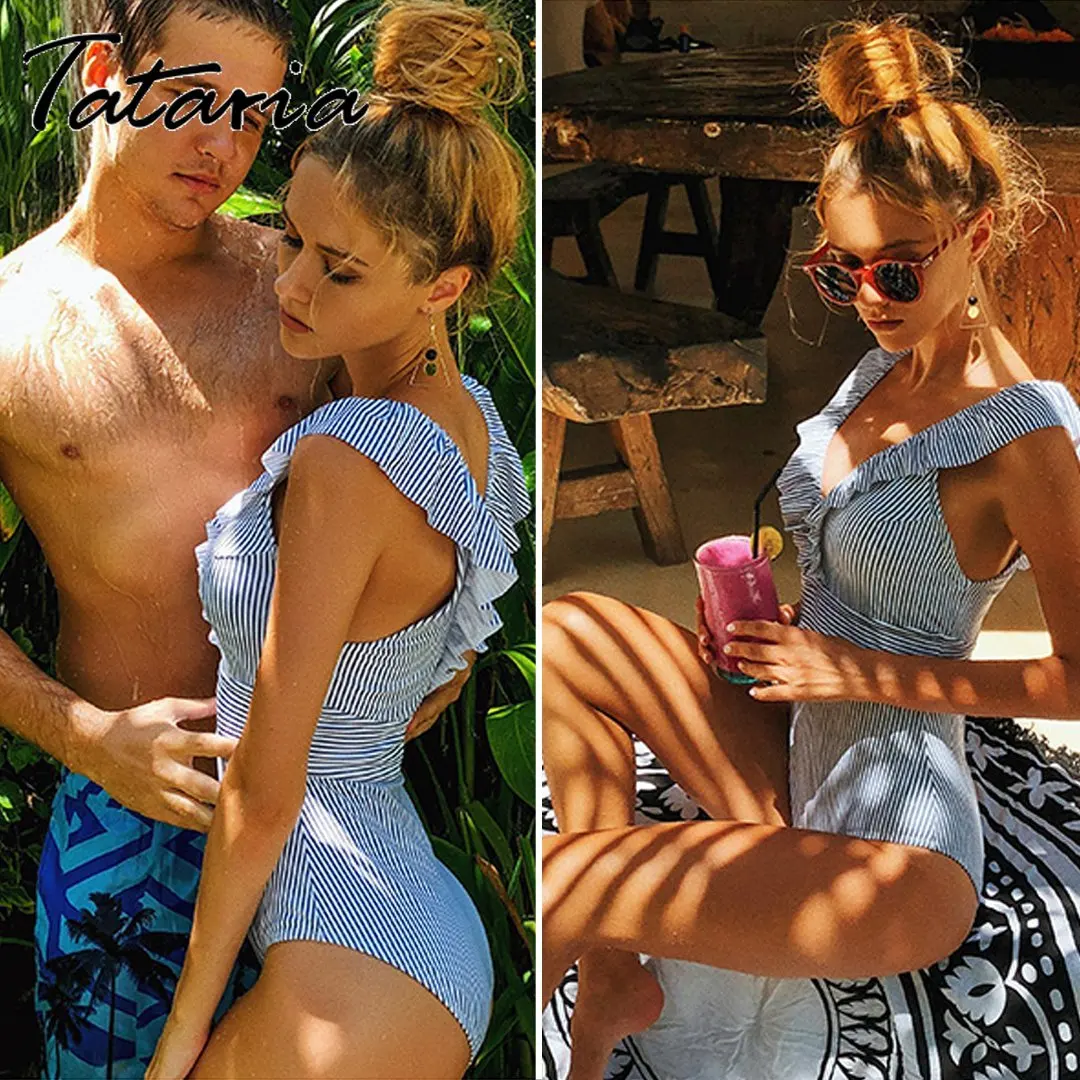 Tataria Sexy One Piece Swimsuit Women 2019 Swimwear Ruffle Striped Bodysuit High Waist Swimsuit Female Bikini Swiming Suit
Tataria Sexy One Piece Swimsuit Women 2019 Swimwear Ruffle Striped Bodysuit High Waist Swimsuit Female Bikini Swiming Suit