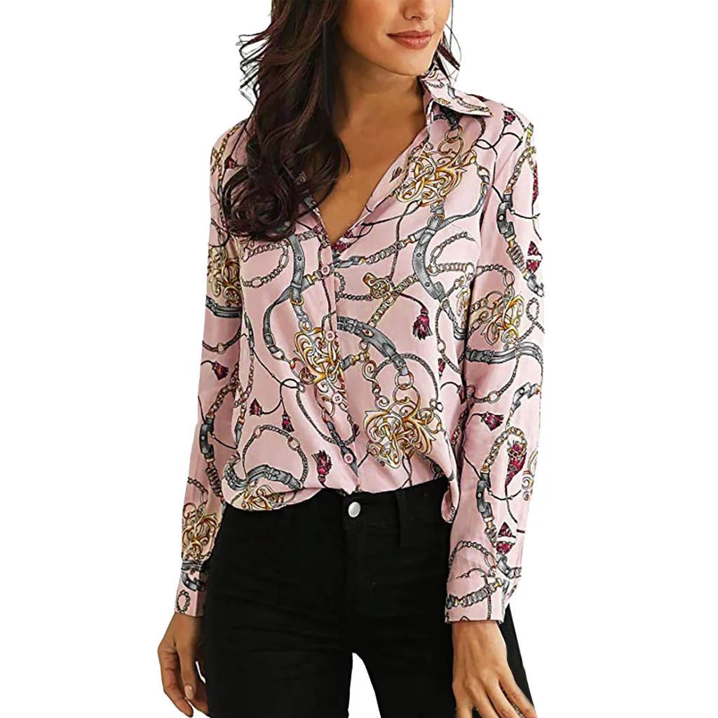 Blouse Work Office Women Casual Chain Print Long Sleeve Button V-Neck Blouse Shirt Womens Tops and Blouses Blusas Mujer de Moda
Blouse Work Office Women Casual Chain Print Long Sleeve Button V-Neck Blouse Shirt Womens Tops and Blouses Blusas Mujer de Moda