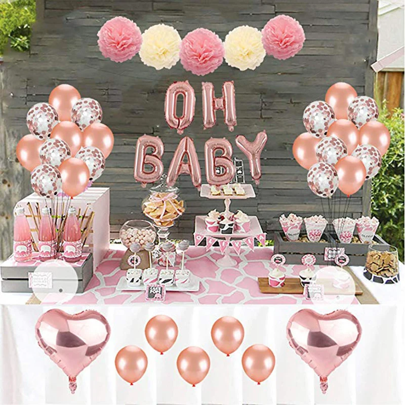 Шар цвета розового золота набор oh baby girl shower pull flower decoration розовые бумажные