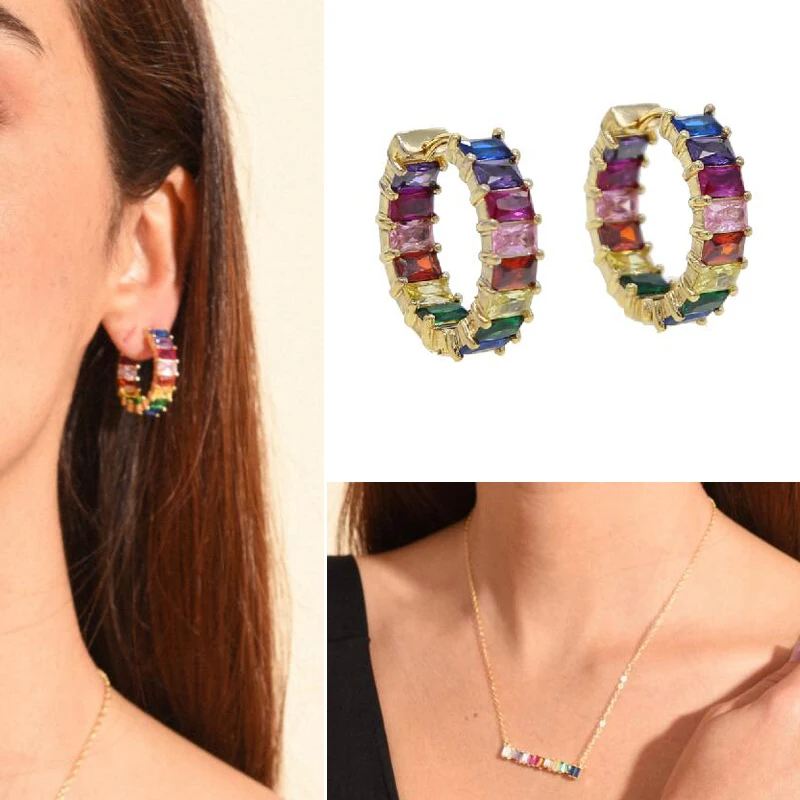 gorgeous luxury women multi layer chain gold color geometric choker layer fashion collar necklaces with rainbow earring hoops
gorgeous luxury women multi layer chain gold color geometric choker layer fashion collar necklaces with rainbow earring hoops