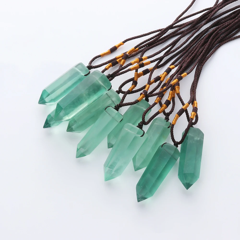 1pc Natural Fluorite Quartz Crystal Wand Pendant Necklace Point Healing stone Gems Fashion Necklace
1pc Natural Fluorite Quartz Crystal Wand Pendant Necklace Point Healing stone Gems Fashion Necklace